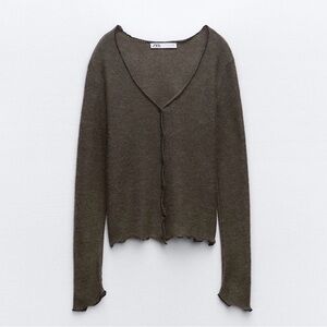 NWT Zara Rolled Edge Wool Blend Cardigan l M